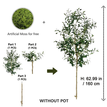 Modern Tall Artificial Olive Tree Branch – Minimalist Faux Indoor Plant Decor