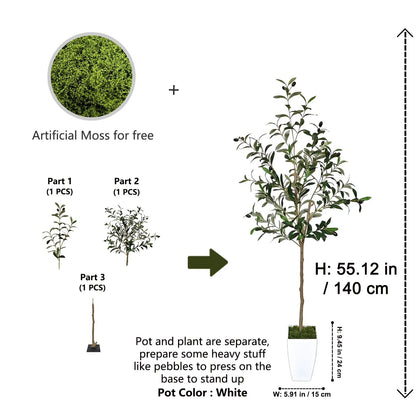 Modern Tall Artificial Olive Tree Branch – Minimalist Faux Indoor Plant Decor