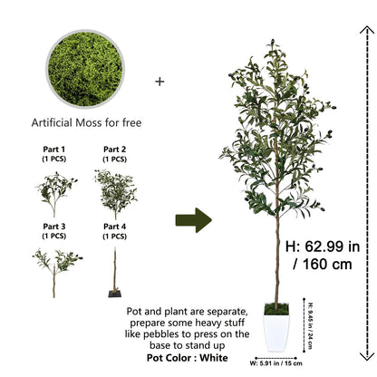 Modern Tall Artificial Olive Tree Branch – Minimalist Faux Indoor Plant Decor
