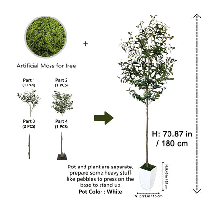 Modern Tall Artificial Olive Tree Branch – Minimalist Faux Indoor Plant Decor