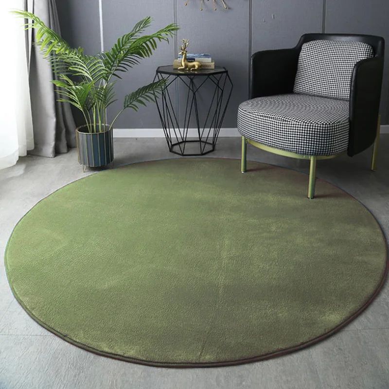 Ultra-Soft Round Velvet Rug – Modern Coral Plush Carpet for Living Room & Kids Play