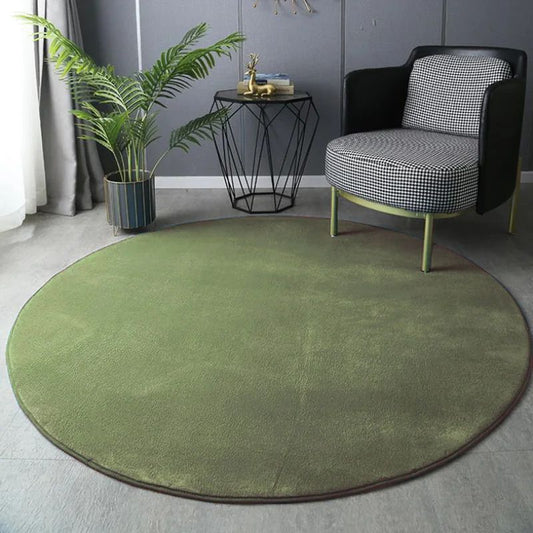 Ultra-Soft Round Velvet Rug – Modern Coral Plush Carpet for Living Room & Kids Play