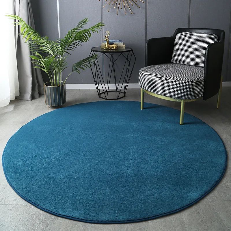 Ultra-Soft Round Velvet Rug – Modern Coral Plush Carpet for Living Room & Kids Play