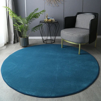 Ultra-Soft Round Velvet Rug – Modern Coral Plush Carpet for Living Room & Kids Play