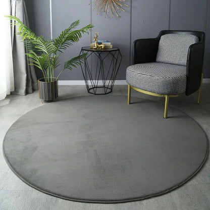 Ultra-Soft Round Velvet Rug – Modern Coral Plush Carpet for Living Room & Kids Play