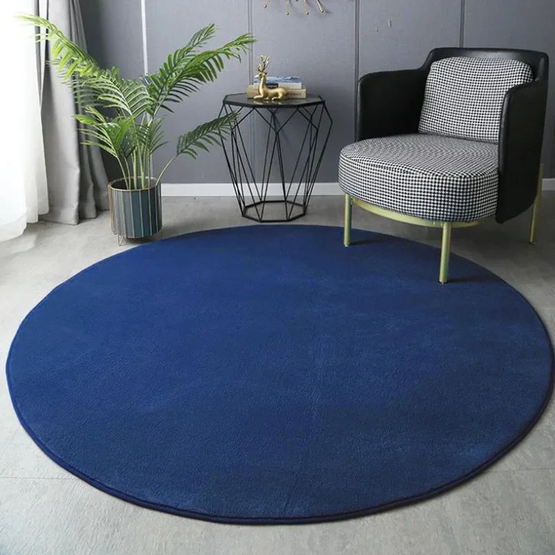 Ultra-Soft Round Velvet Rug – Modern Coral Plush Carpet for Living Room & Kids Play
