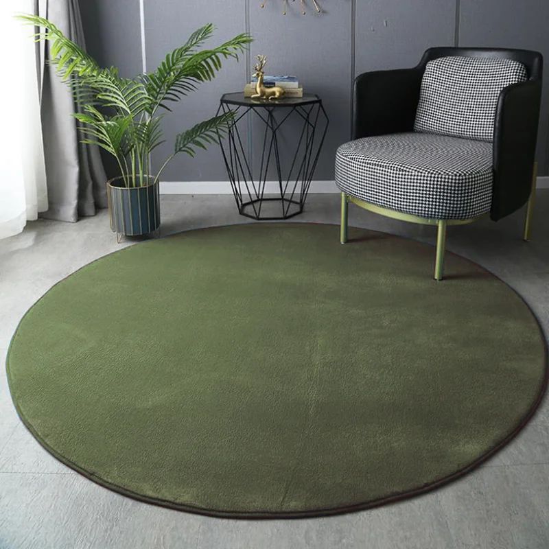 Ultra-Soft Round Velvet Rug – Modern Coral Plush Carpet for Living Room & Kids Play