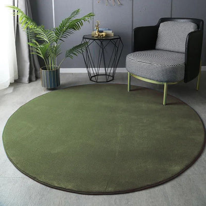 Ultra-Soft Round Velvet Rug – Modern Coral Plush Carpet for Living Room & Kids Play