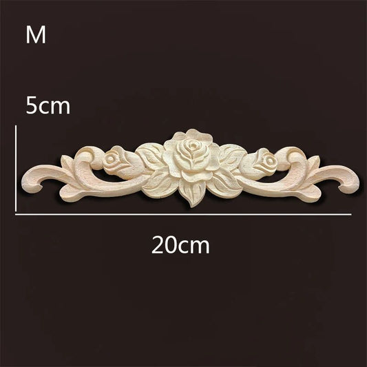 Vintage Rose Carved Wood Onlay Appliques for Furniture Decor
