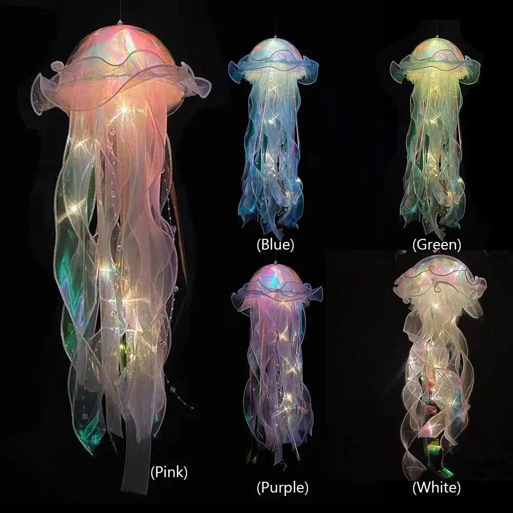DreamGlow Jellyfish Lamp LED Night Light Hanging Pendant for Ocean Room Decor