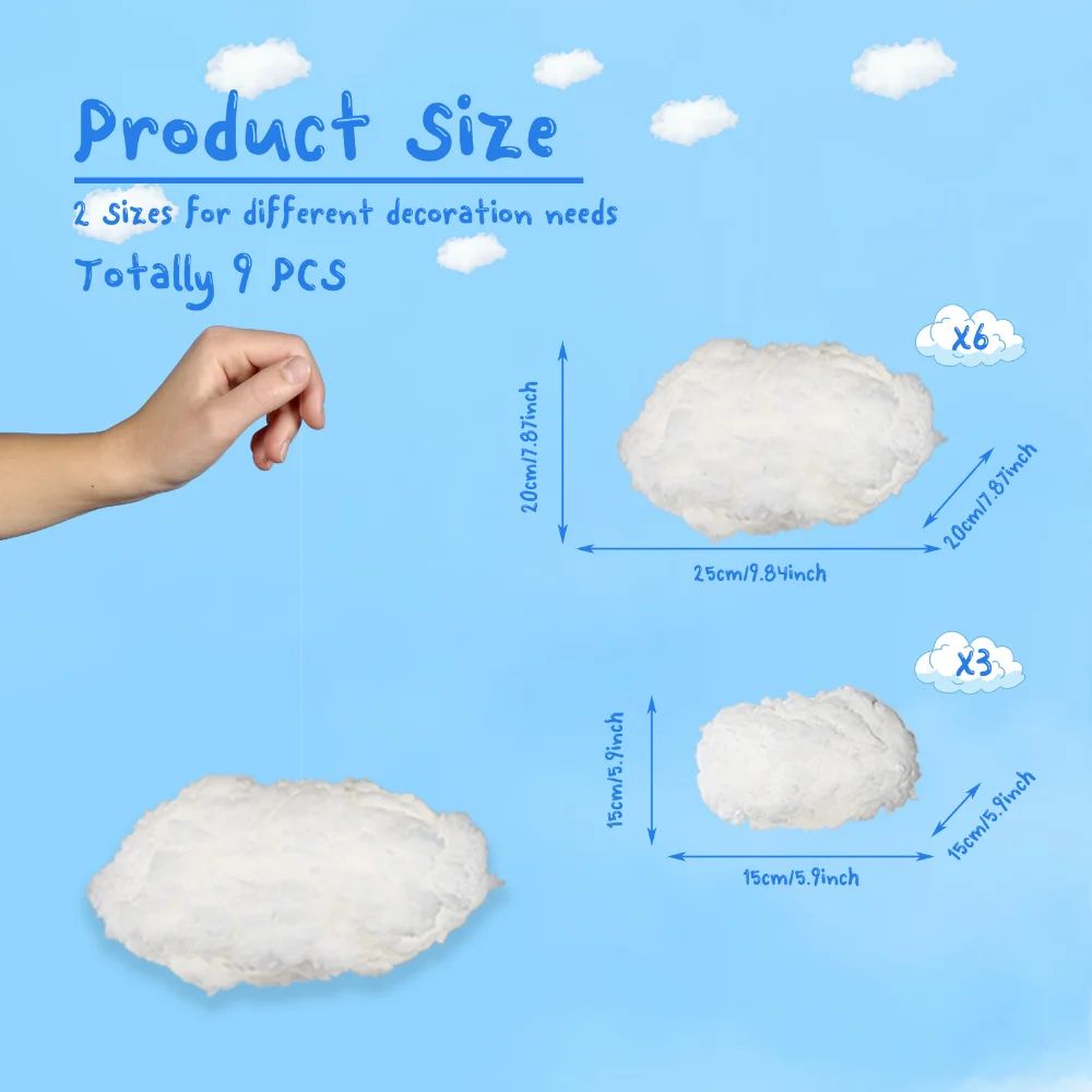 Dreamy 3D Cloud Ceiling Decor Set for Parties & Kids Rooms (9pcs)