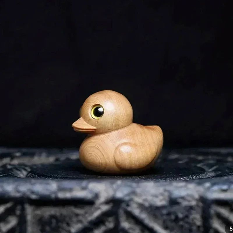 Funny Middle Finger Duck Wooden Figurine for Desk, Shelf and Gift Giving