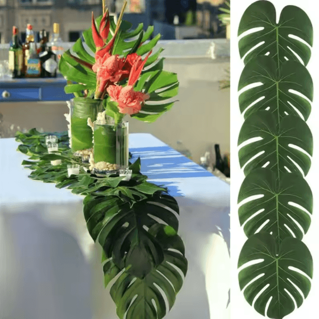 Tropical Hawaiian Palm Leaves Set – 12PCS artificial palm leaves for Luau Party & Summer Decor