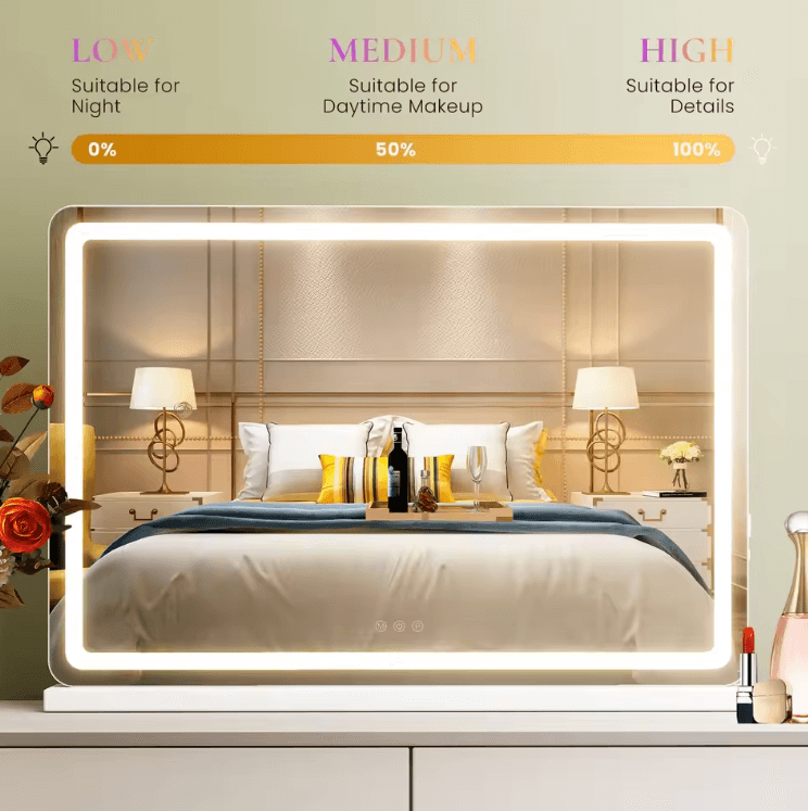 JHK LED Vanity Mirror with Lights – Modern LED vanity mirror with Dimmable 3 Color Modes & Memory Function