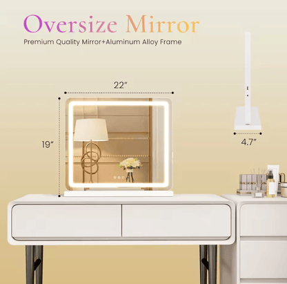 JHK LED Vanity Mirror with Lights – Modern LED vanity mirror with Dimmable 3 Color Modes & Memory Function