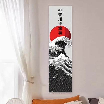 Japanese Wave Wall Tapestry Red Sun Ocean Art Aesthetic Wall Hanging Decor