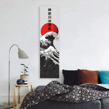 Japanese Wave Wall Tapestry Red Sun Ocean Art Aesthetic Wall Hanging Decor