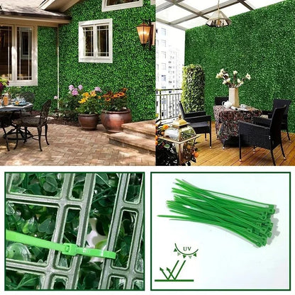 10pcs Artificial Boxwood Hedge Wall Panels – UV Protected Greenery Privacy Fence Decor
