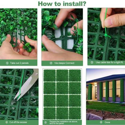 10pcs Artificial Boxwood Hedge Wall Panels – UV Protected Greenery Privacy Fence Decor