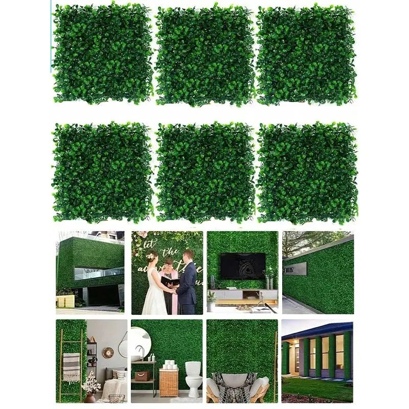 10pcs Artificial Boxwood Hedge Wall Panels – UV Protected Greenery Privacy Fence Decor