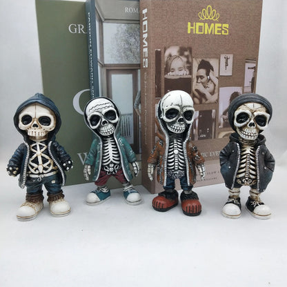 Cool Skeleton Streetwear Figurine | Urban Skull Statue Resin Miniature