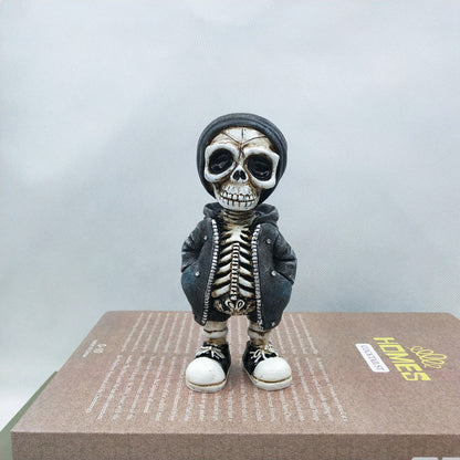 Cool Skeleton Streetwear Figurine | Urban Skull Statue Resin Miniature
