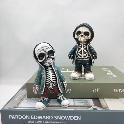 Cool Skeleton Streetwear Figurine | Urban Skull Statue Resin Miniature