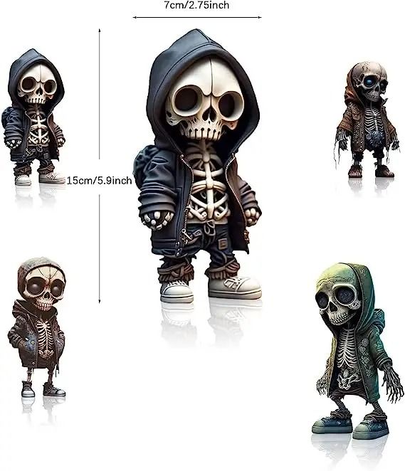 Cool Skeleton Streetwear Figurine | Urban Skull Statue Resin Miniature