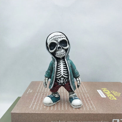 Cool Skeleton Streetwear Figurine | Urban Skull Statue Resin Miniature