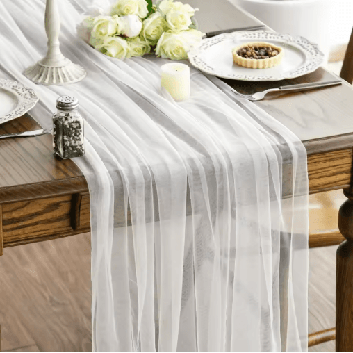 Sheer Gauze Table Runner for Weddings & Events Boho Table Decor and Arch Draping Fabric