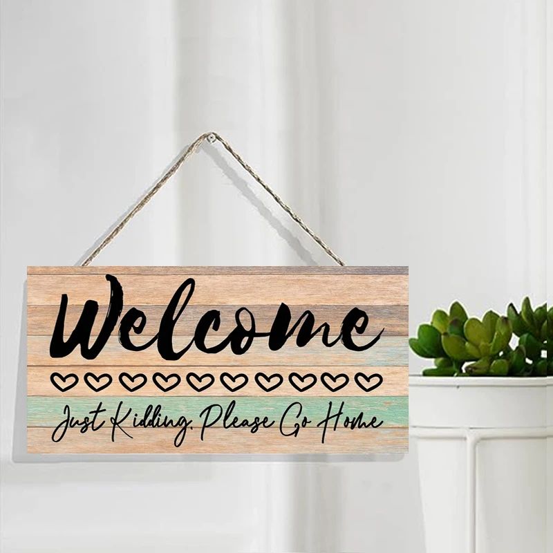 Rustic Welcome Wooden Wall Sign – Farmhouse Hanging Door Plaque for Home & Living Room Decor