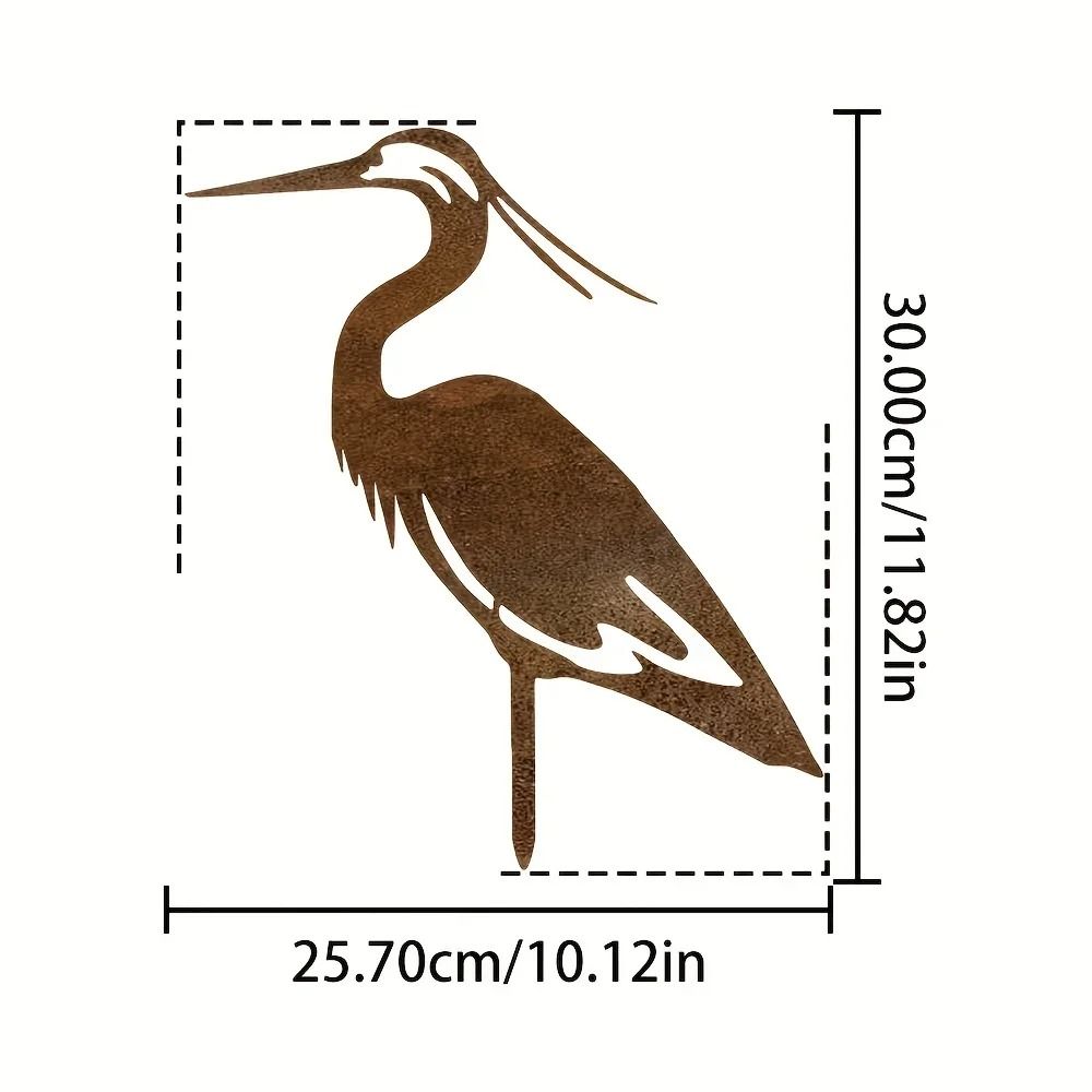 Metal Crane Garden Statue Rusted Heron Outdoor Yard Art Sculpture