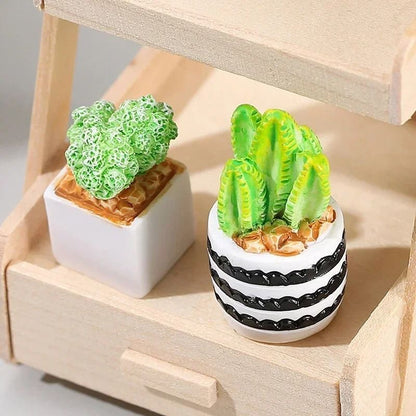 Dollhouse Miniature Plants Mini Resin Plant Pot Decor Flower Vase Accessories
