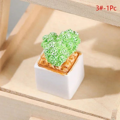 Dollhouse Miniature Plants Mini Resin Plant Pot Decor Flower Vase Accessories