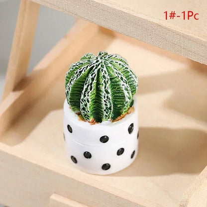 Dollhouse Miniature Plants Mini Resin Plant Pot Decor Flower Vase Accessories
