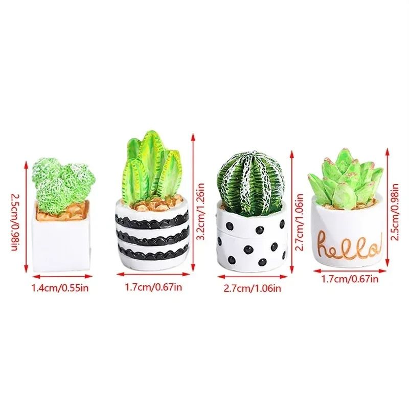 Dollhouse Miniature Plants Mini Resin Plant Pot Decor Flower Vase Accessories