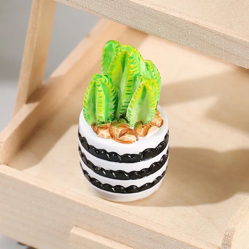 Dollhouse Miniature Plants Mini Resin Plant Pot Decor Flower Vase Accessories