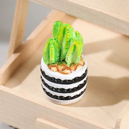 Dollhouse Miniature Plants Mini Resin Plant Pot Decor Flower Vase Accessories