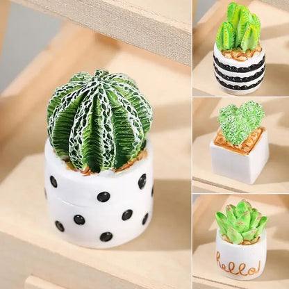 Dollhouse Miniature Plants Mini Resin Plant Pot Decor Flower Vase Accessories