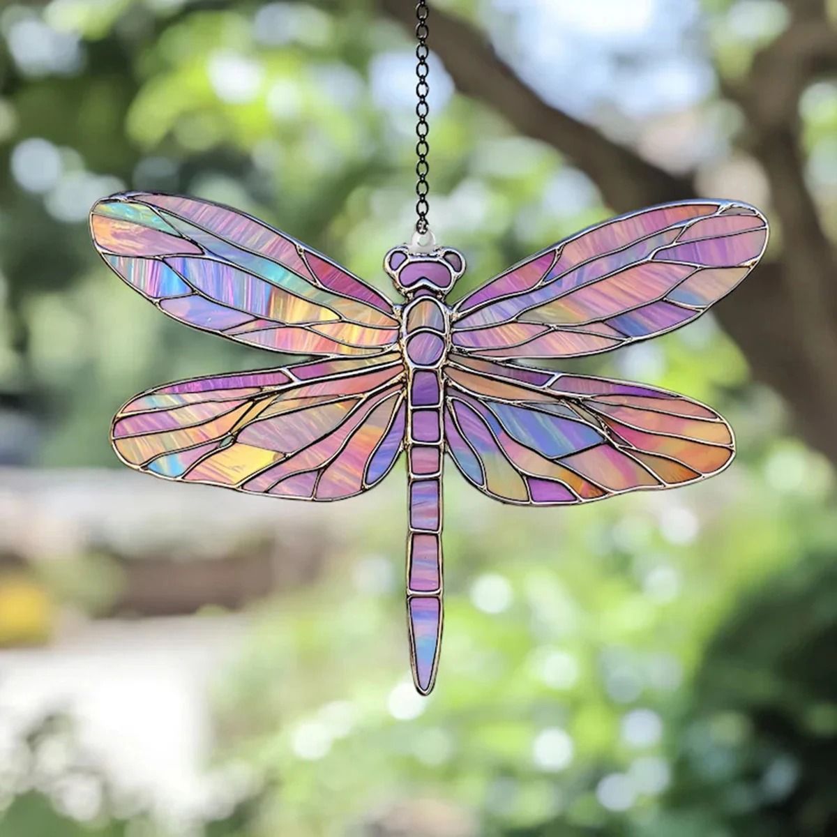 Acrylic Dragonfly Window Suncatcher | Colorful Stained-Glass Effect Hanging Pendant