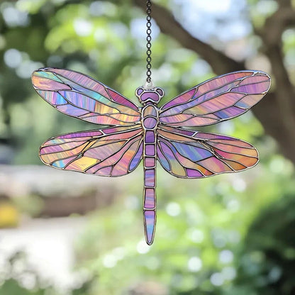 Acrylic Dragonfly Window Suncatcher | Colorful Stained-Glass Effect Hanging Pendant