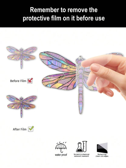 Acrylic Dragonfly Window Suncatcher | Colorful Stained-Glass Effect Hanging Pendant