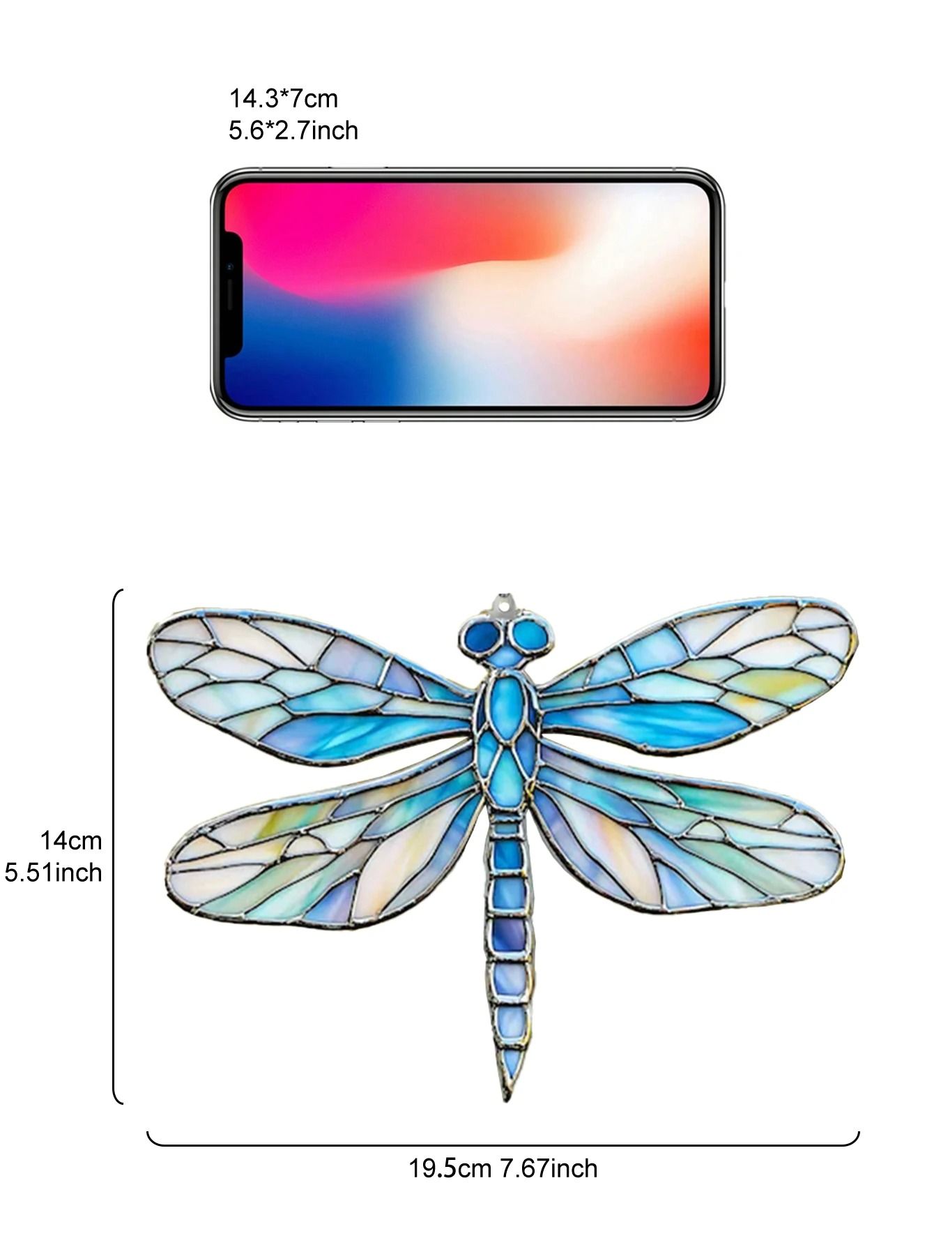 Acrylic Dragonfly Window Suncatcher | Colorful Stained-Glass Effect Hanging Pendant