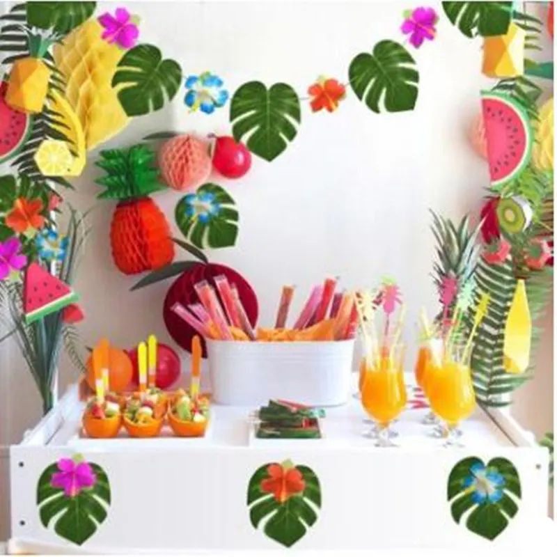 Artificial Tropical Palm Leaves Party Decor Set