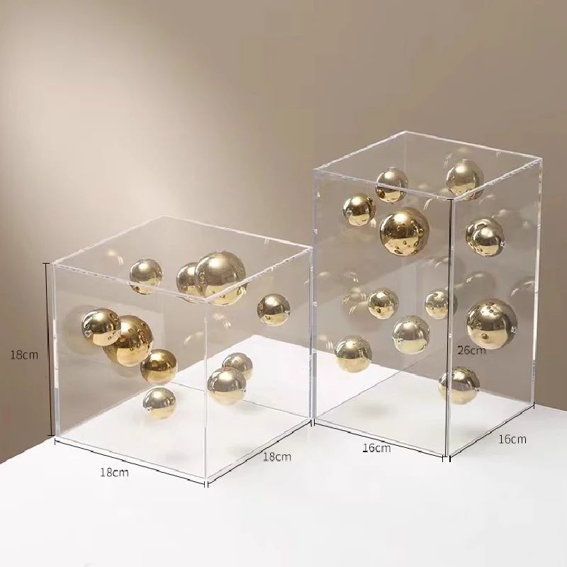 Modern Clear Acrylic Cube Display Box – Square Transparent Cover for Home Decor & Collectibles