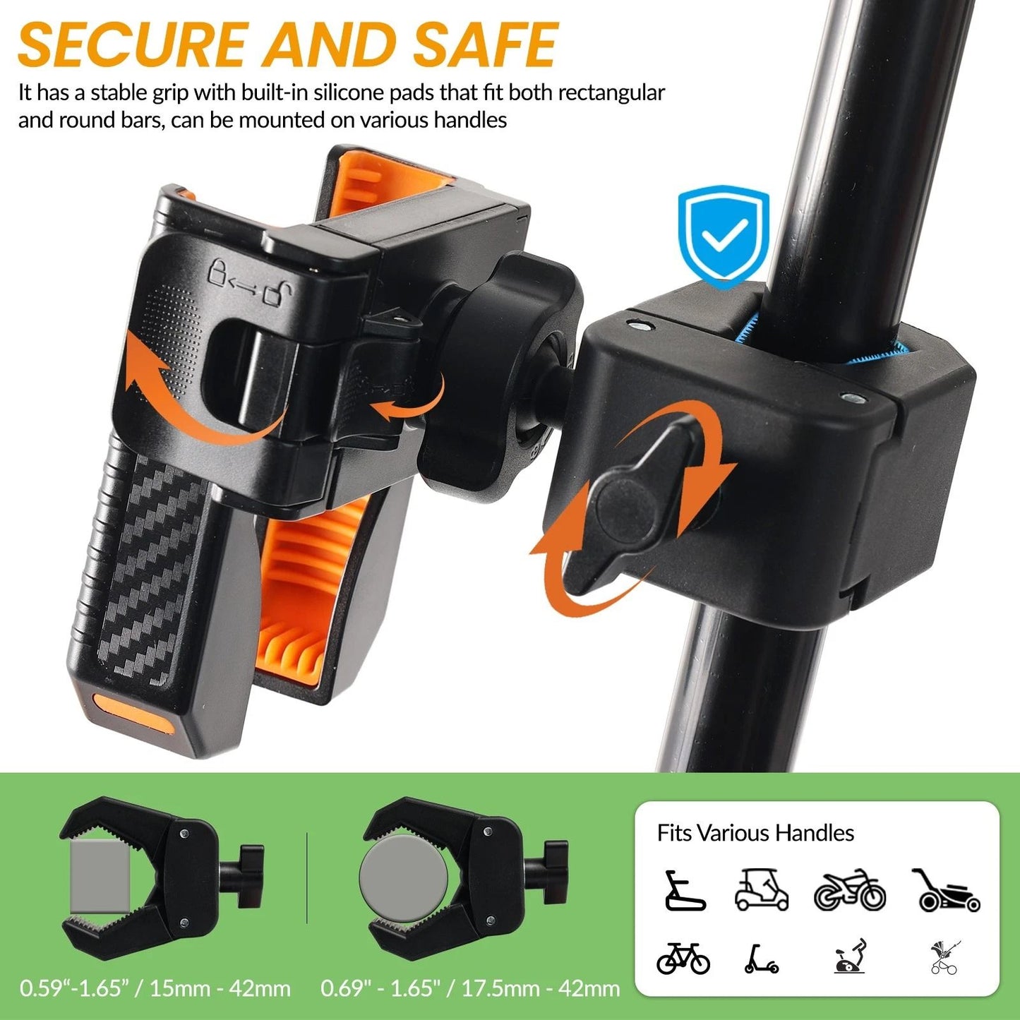 Magnetic Golf Cart Phone Holder for Club Car Yamaha with 360° Rotating Clamp Mount