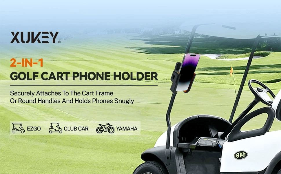 Magnetic Golf Cart Phone Holder for Club Car Yamaha with 360° Rotating Clamp Mount