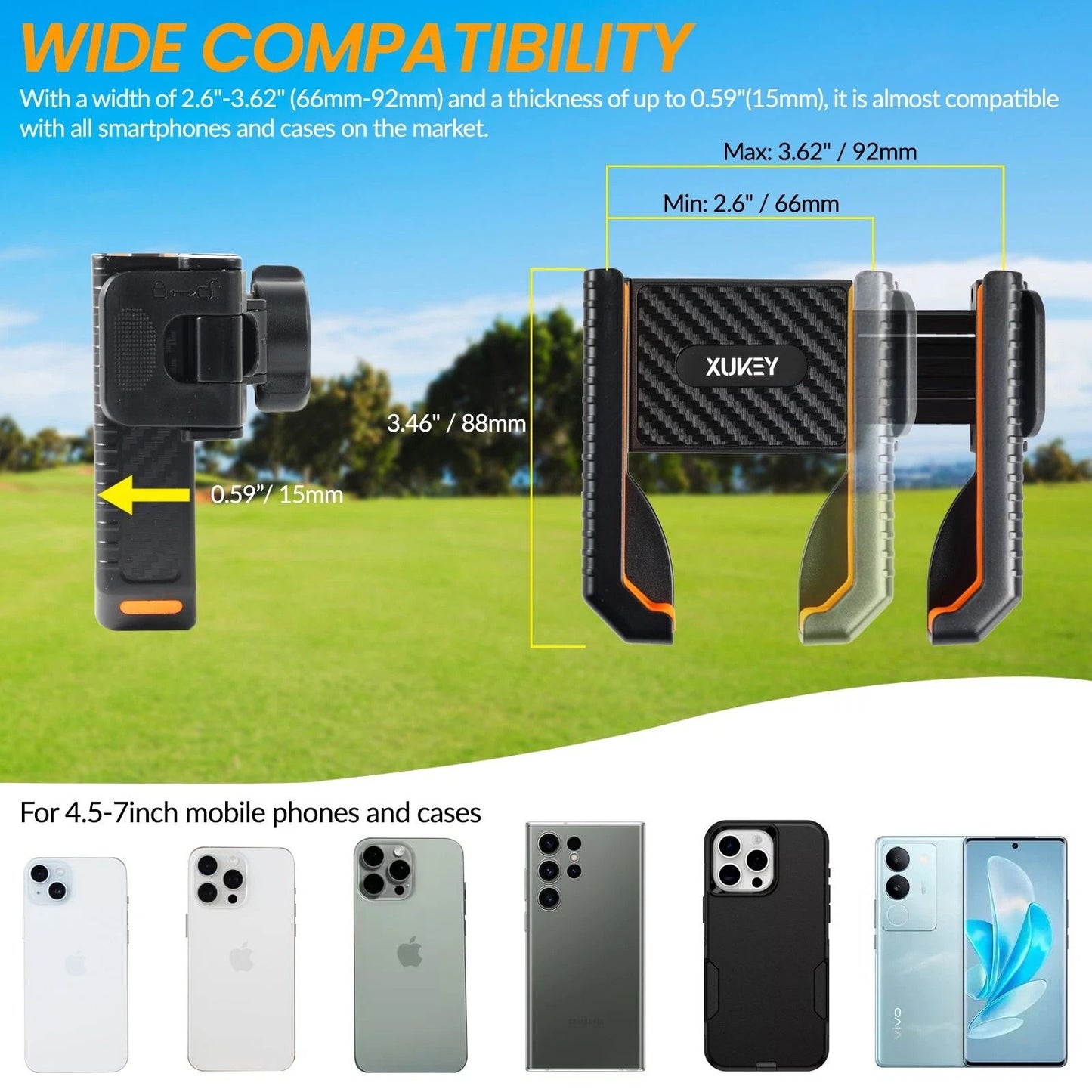 Magnetic Golf Cart Phone Holder for Club Car Yamaha with 360° Rotating Clamp Mount