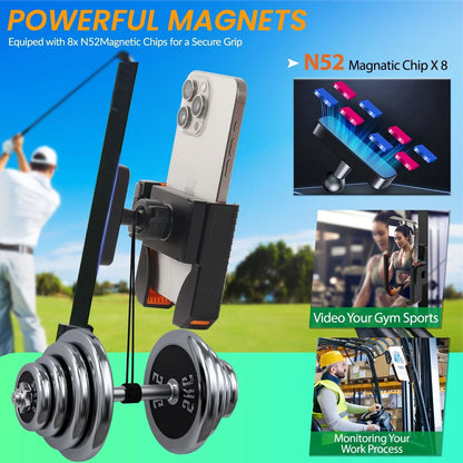 Magnetic Golf Cart Phone Holder for Club Car Yamaha with 360° Rotating Clamp Mount