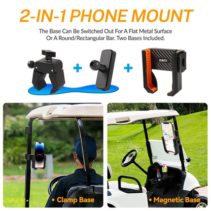 Magnetic Golf Cart Phone Holder for Club Car Yamaha with 360° Rotating Clamp Mount